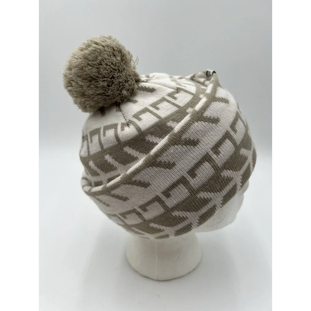 The North Face Ski Tuke Lined Pom Beanie Hat Flax Triangle Fair Isle OS